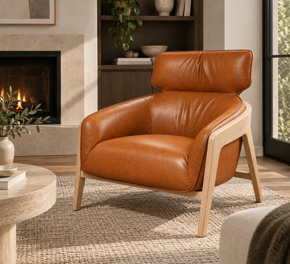 Bend Leather Accent Chair - Whiskey