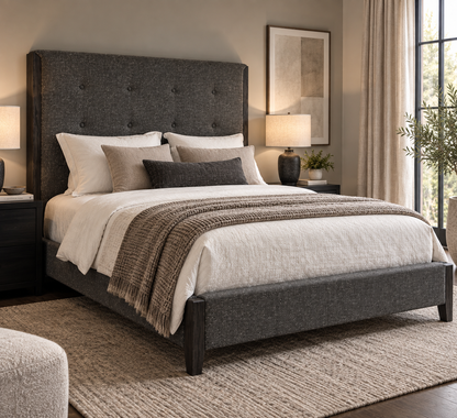 Charcoal Upholstered Bed