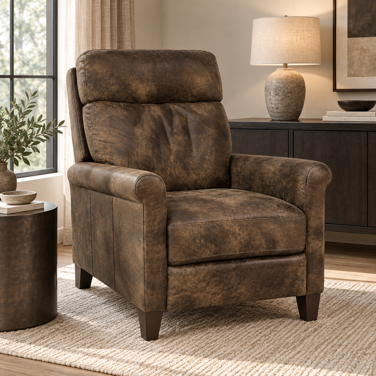 HLHF Bonanza Dark Brown Electric Motion Recliner - Floor Model Accent Chairs, Living, Sale Furniture Store Burlington Ontario Near Me 