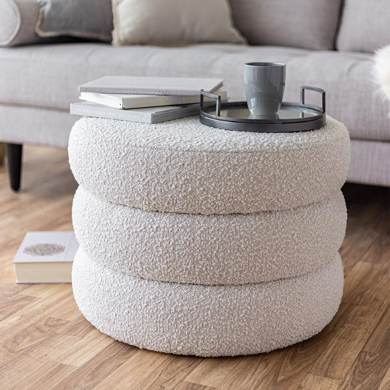 HLHF Fillo Bouclé Ottoman X Grey Home Accessories, Grey Home, New Arrivals, Occasional Furniture Store Burlington Ontario Near Me 