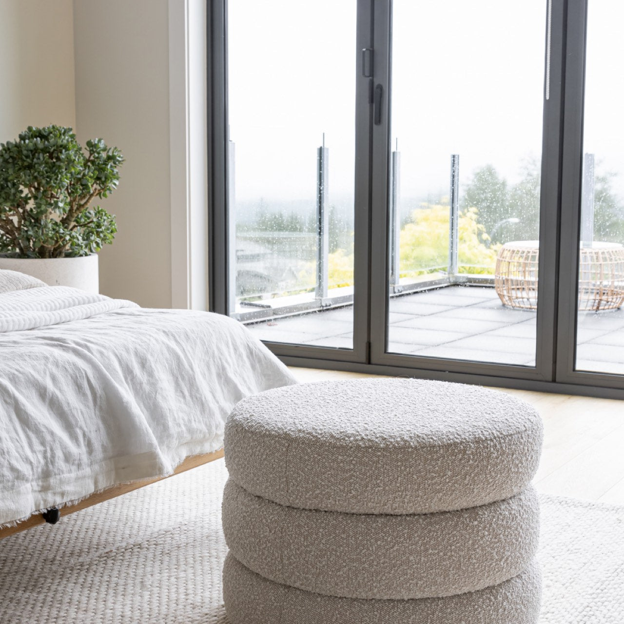 HLHF Fillo Bouclé Ottoman X Grey Home Accessories, Grey Home, New Arrivals, Occasional Furniture Store Burlington Ontario Near Me 