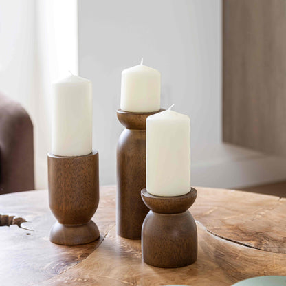 Fawn Pillar Candle Set - Chestnut x Grey Home