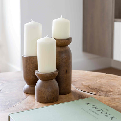 Fawn Pillar Candle Set - Chestnut x Grey Home