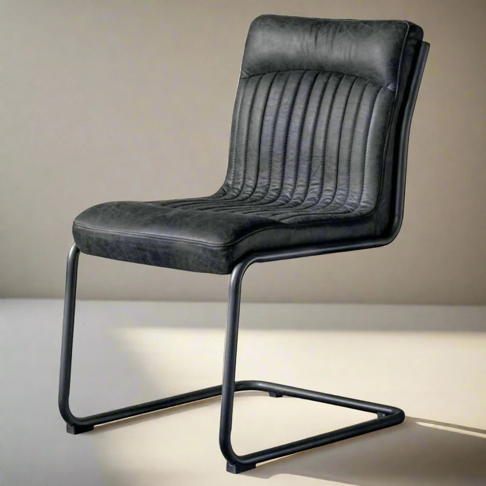 Monaco Leather Dining Chair - Whiskey & Ebony