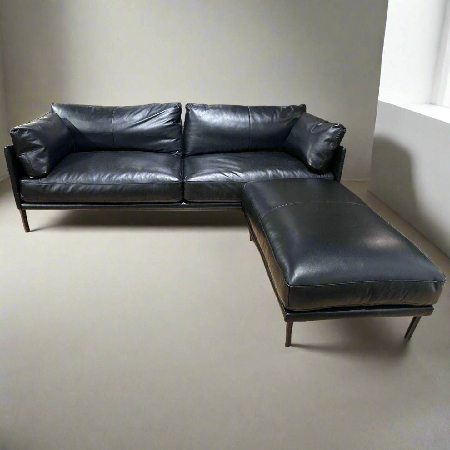 HLHF KF1069 Sofa and Ottoman - Black Living Furniture Store Burlington Ontario Near Me 