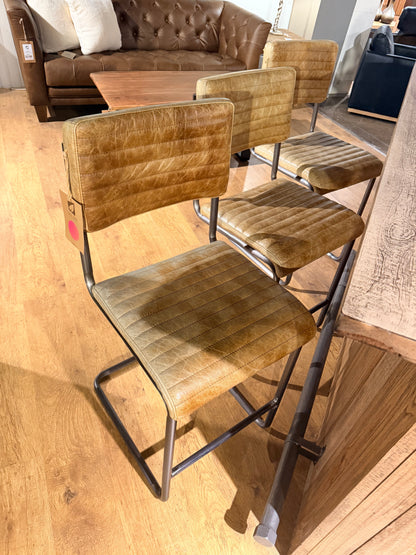 Dover Leather Stool - Whiskey