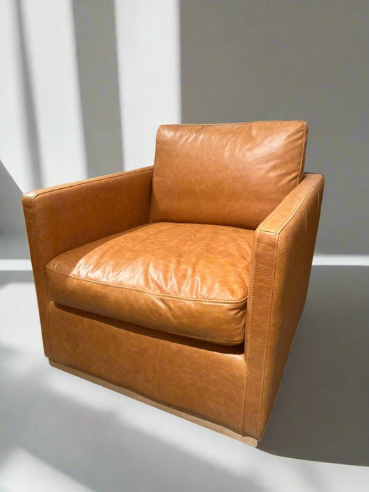 HLHF A1038 Tan Leather Swivel Accent Chair Accent Chairs, Living Furniture Store Burlington Ontario Near Me 