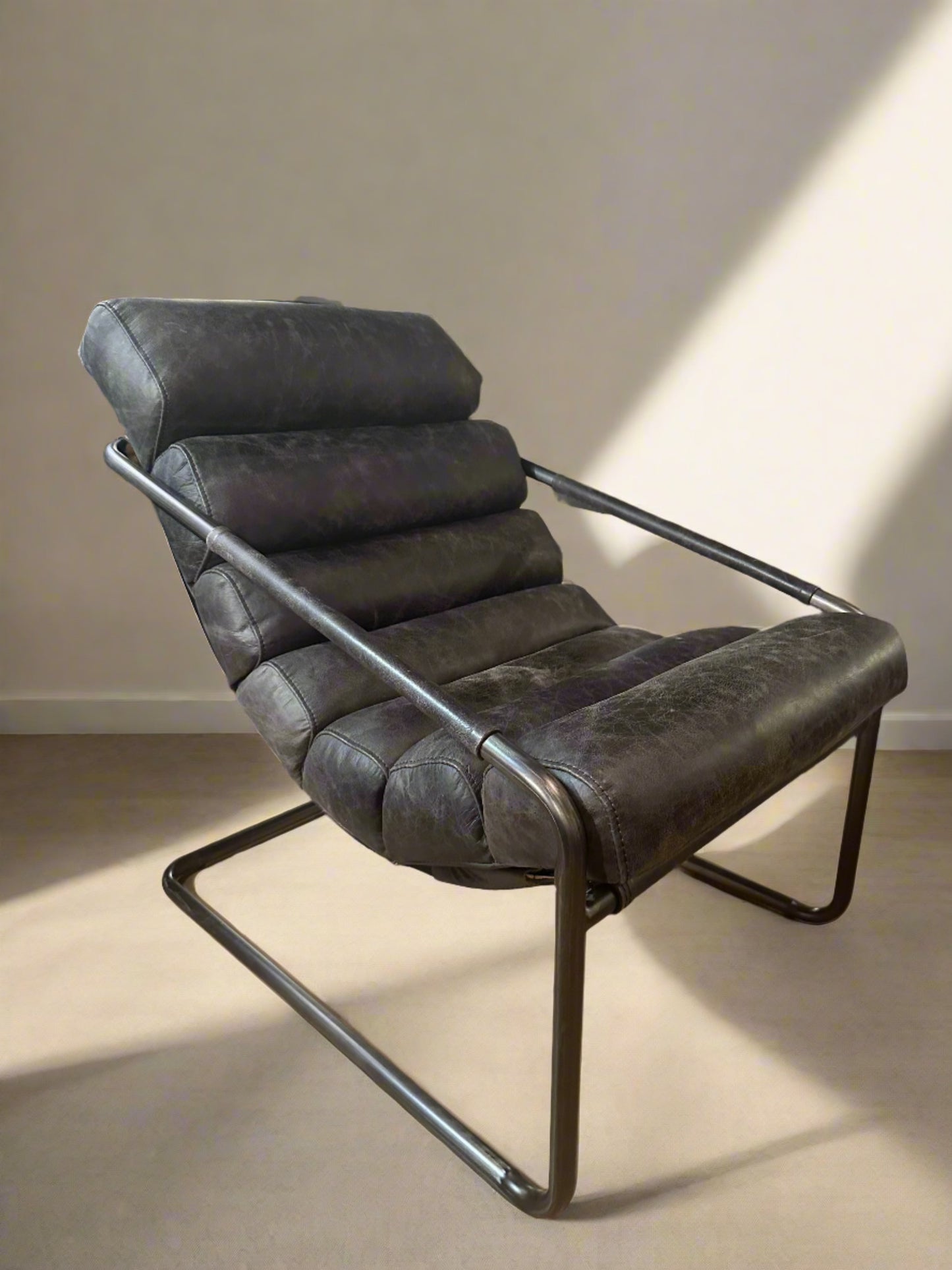 Bella Leather Sling Chair - Ebony & Whiskey