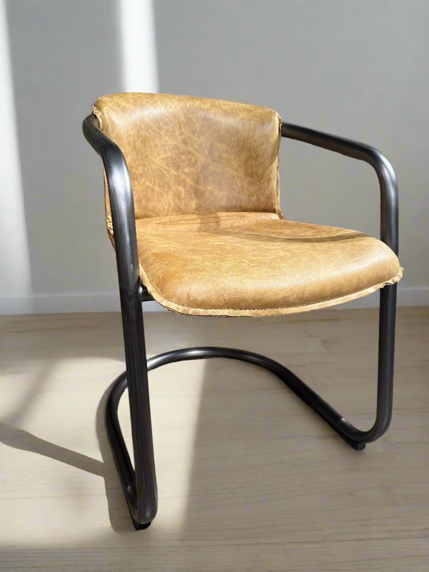 Normandy Leather Dining Chair - Ebony & Whiskey