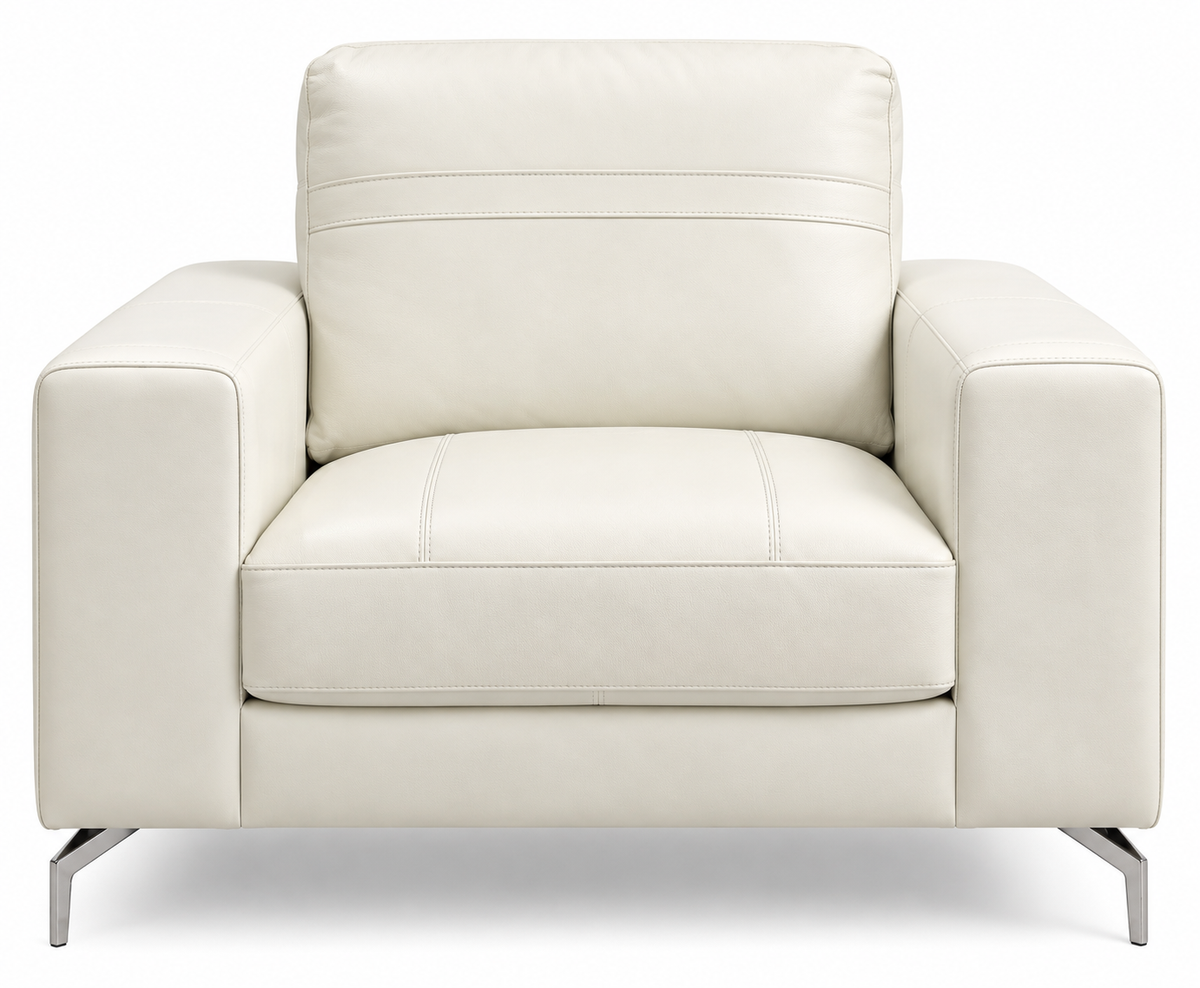 Arctic White Leather Chair - Floor Model