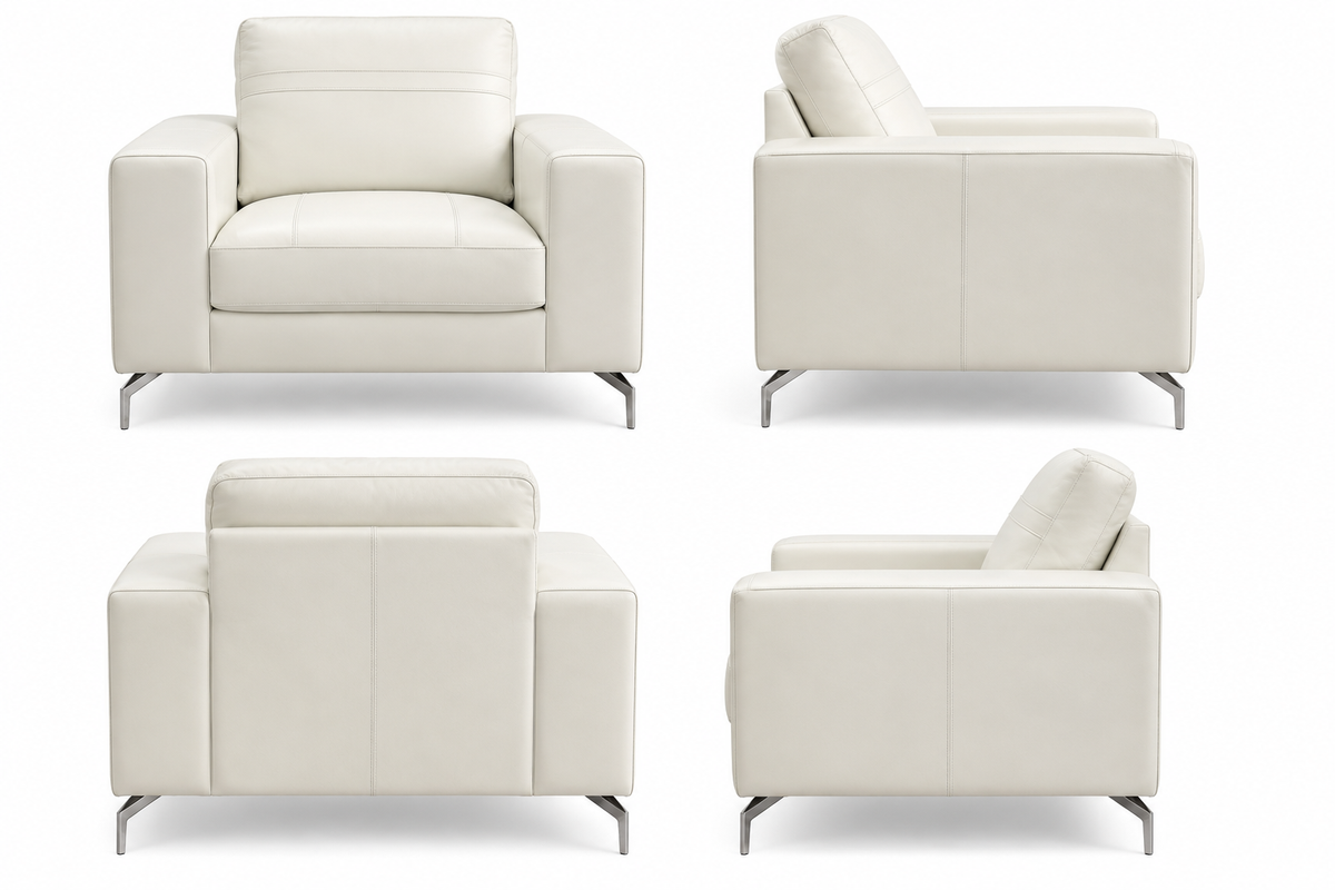 Arctic White Leather Chair - Floor Model