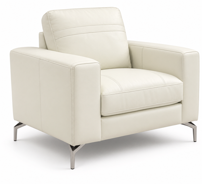 Arctic White Leather Chair - Floor Model