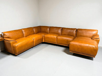 HLHF Berlin Saddle Leather Sectional Living, New Arrivals Furniture Store Burlington Ontario Near Me 