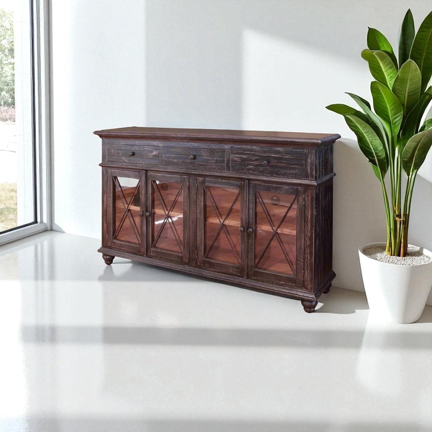 HLHF Vintage Black Buffet Dining Furniture Store Burlington Ontario Near Me 
