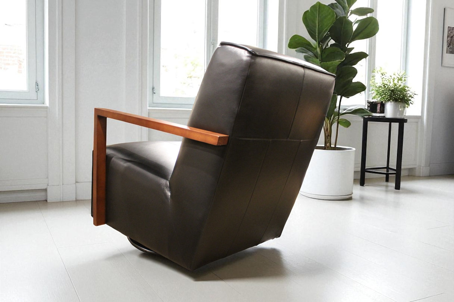 Detour Leather Glider Accent Chair - 4 Leather Options