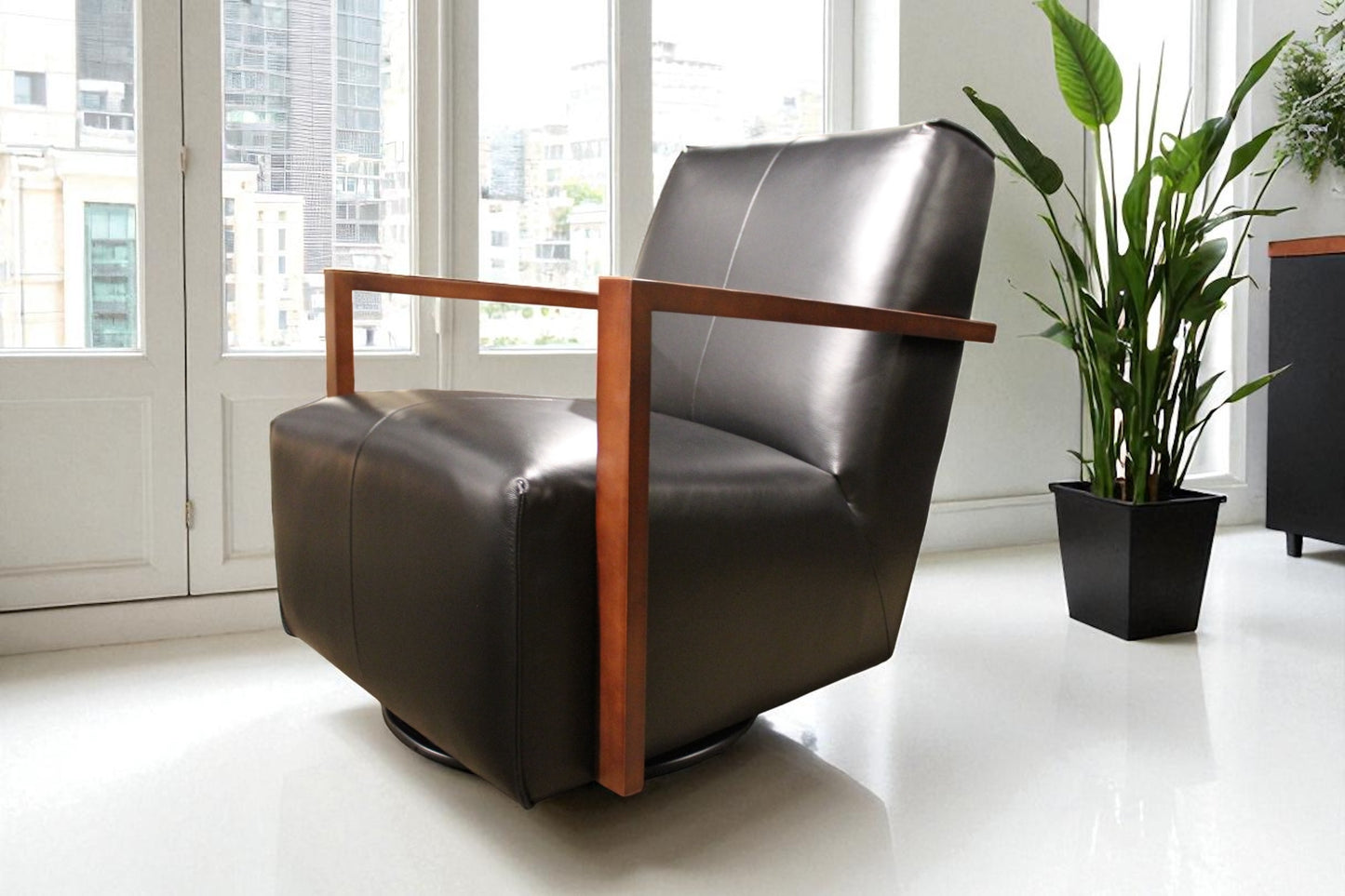 Detour Leather Glider Accent Chair - 4 Leather Options
