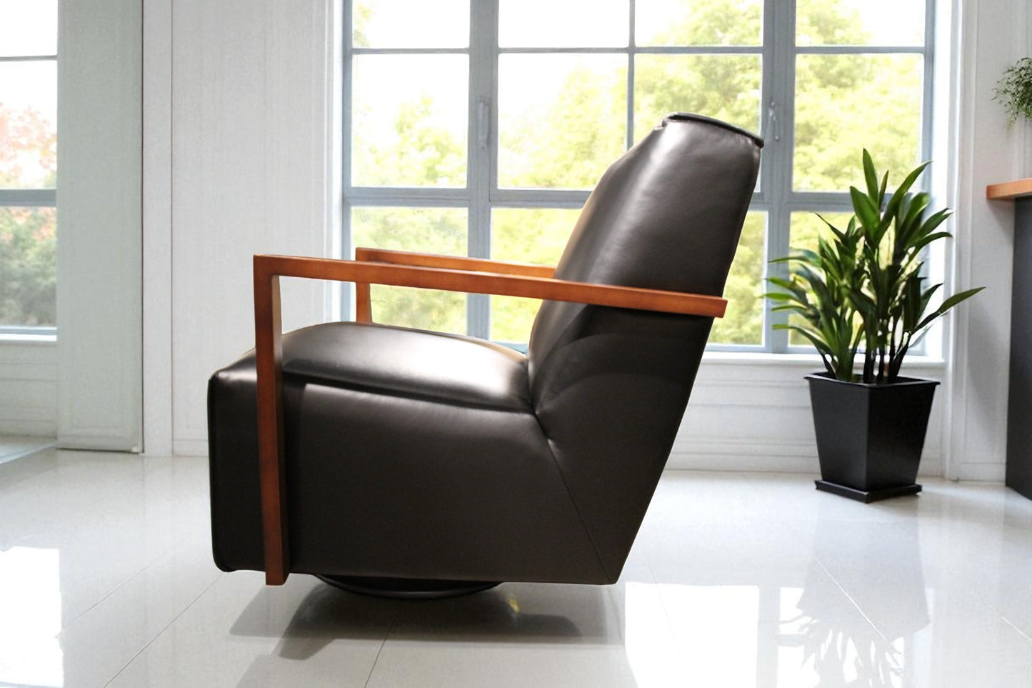 Detour Leather Glider Accent Chair - 4 Leather Options