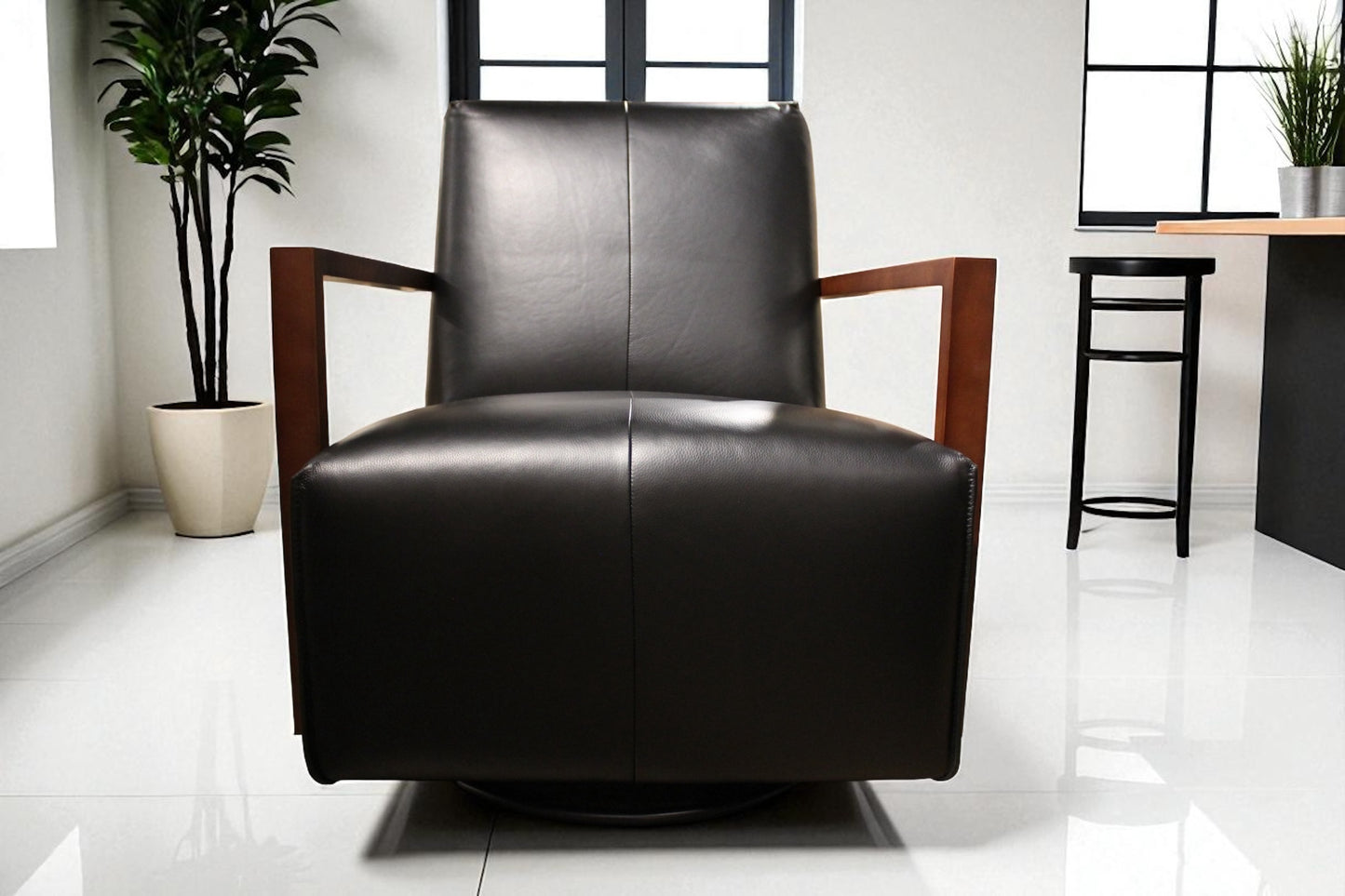 Detour Leather Glider Accent Chair - 4 Leather Options