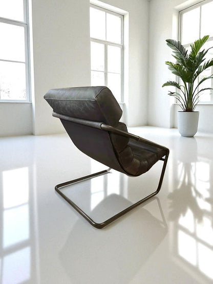 HLHF Bella Leather Sling Chair - Ebony & Whiskey Accent Chairs Furniture Store Burlington Ontario Near Me 