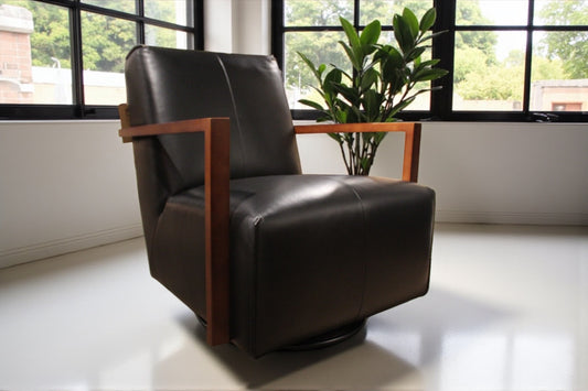 Detour Leather Glider Accent Chair - 4 Leather Options