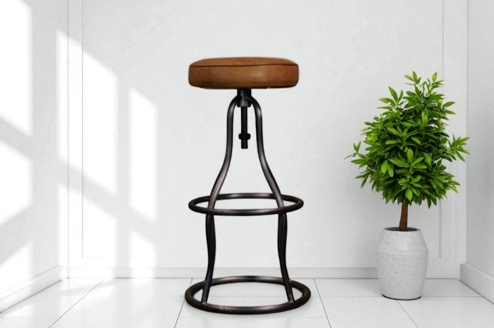 HLHF Derby Adjustable Stool - Whiskey Leather Stools & Bars Furniture Store Burlington Ontario Near Me 