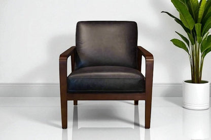 HLHF A1067 Edge Leather Accent Chair - Charcoal Accent Chairs, Living Furniture Store Burlington Ontario Near Me 