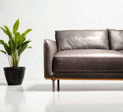 HLHF 5607 Club Leather Sofa - Charcoal Living Furniture Store Burlington Ontario Near Me 