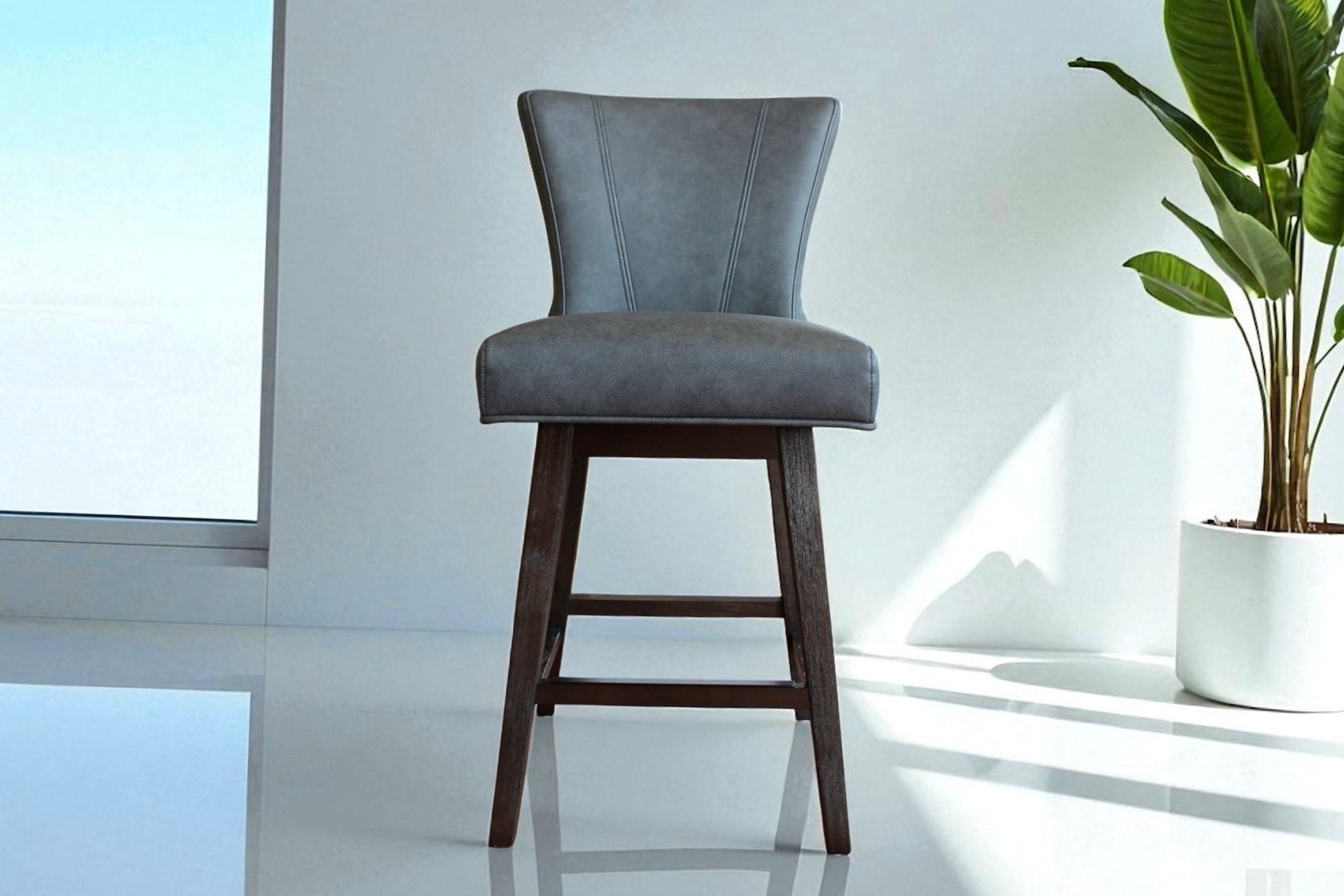 HLHF 1216 Swivel Stool - Charcoal & Brown Stools & Bars Furniture Store Burlington Ontario Near Me 