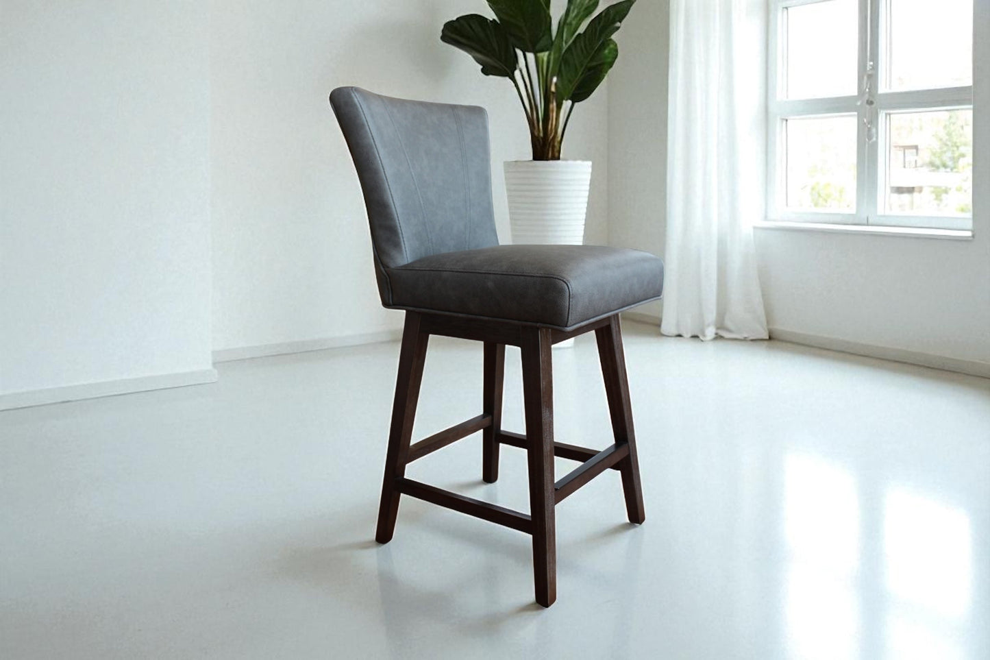 HLHF 1216 Swivel Stool - Charcoal & Brown Stools & Bars Furniture Store Burlington Ontario Near Me 