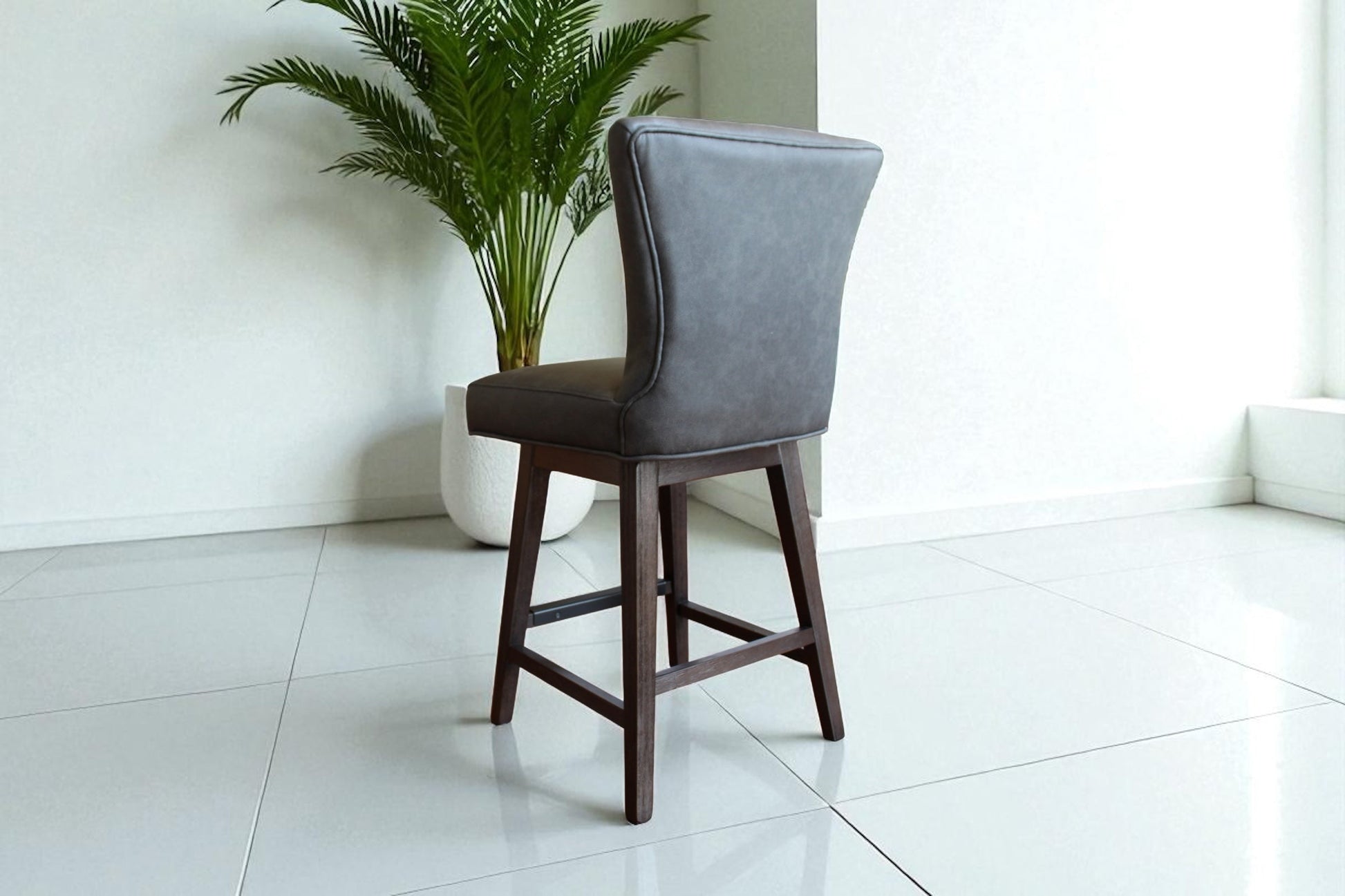 HLHF 1216 Swivel Stool - Charcoal & Brown Stools & Bars Furniture Store Burlington Ontario Near Me 