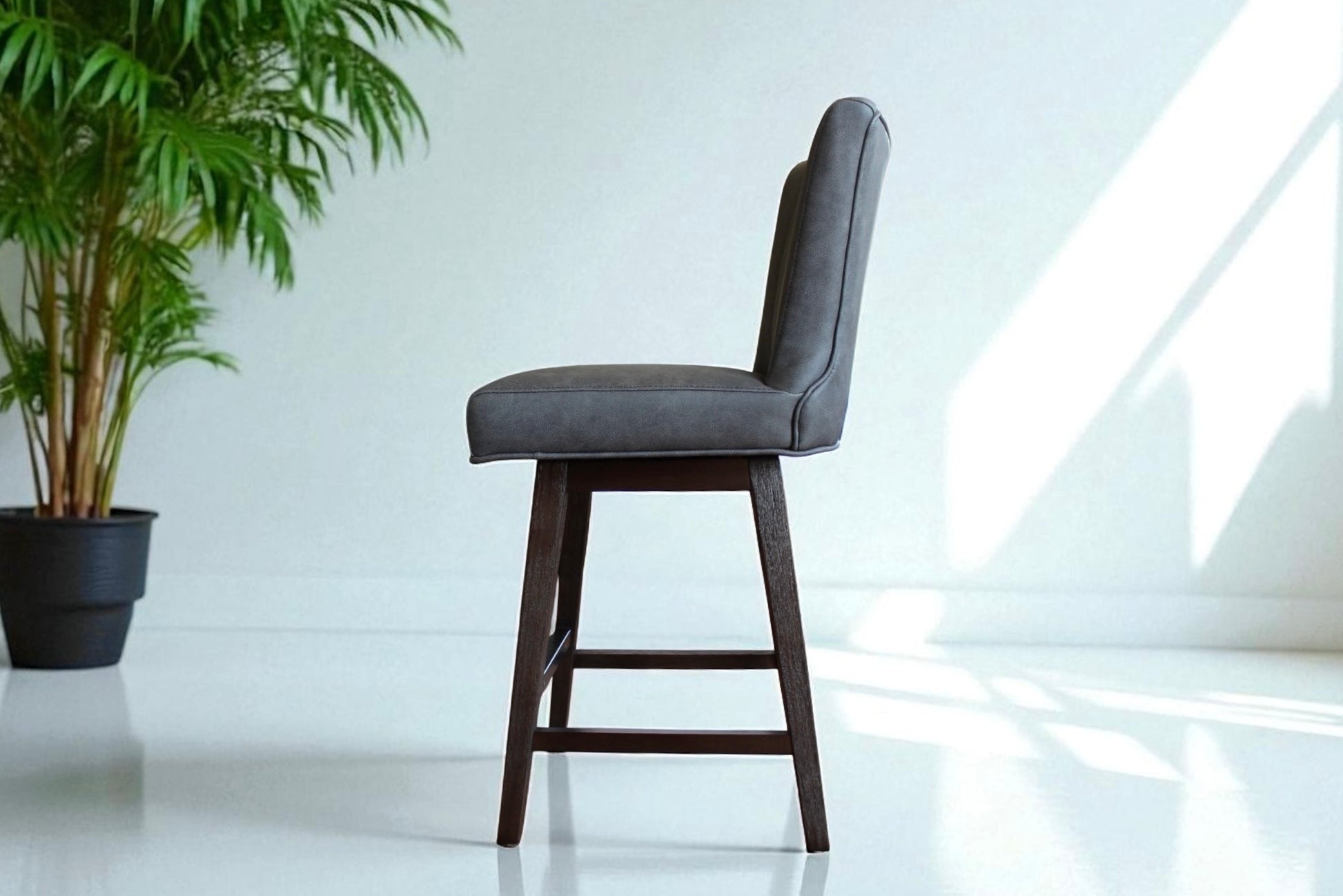 HLHF 1216 Swivel Stool - Charcoal & Brown Stools & Bars Furniture Store Burlington Ontario Near Me 