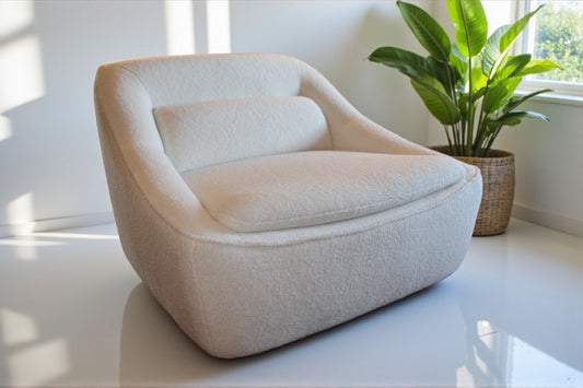 HLHF Amara Pearl Boucle Swivel Chair Accent Chairs, New Arrivals Furniture Store Burlington Ontario Near Me 
