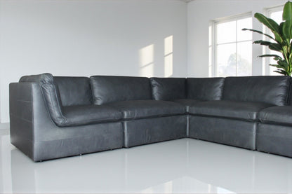 HLHF Volcano Gunpowder Leather Sectional Living Furniture Store Burlington Ontario Near Me 