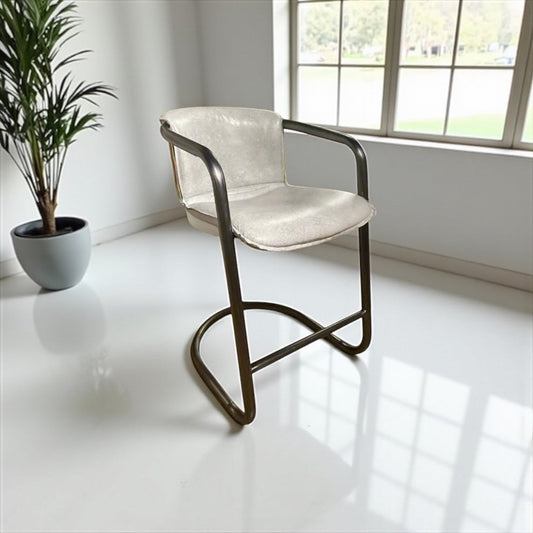HLHF Aberdeen Stool - Vintage White Leather Stools & Bars Furniture Store Burlington Ontario Near Me 