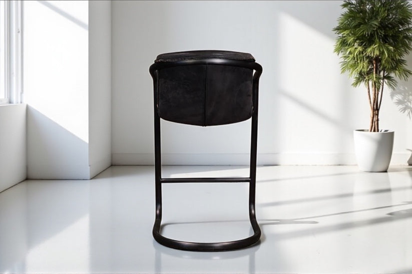 HLHF Aberdeen Stool - Ebony Leather Stools & Bars Furniture Store Burlington Ontario Near Me 