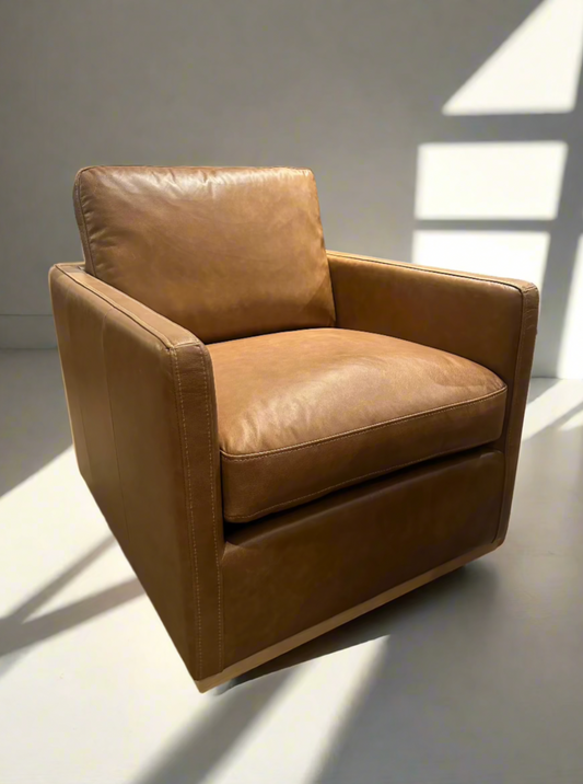 Club Swivel Accent Chair - Whiskey Tan - (A1038)