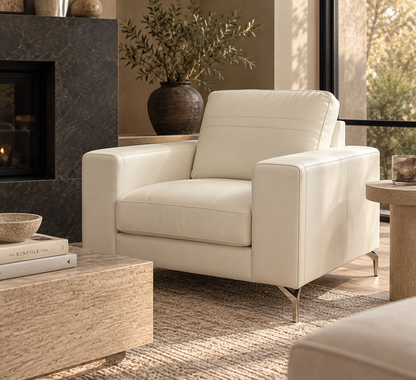 Arctic White Leather Chair - Floor Model