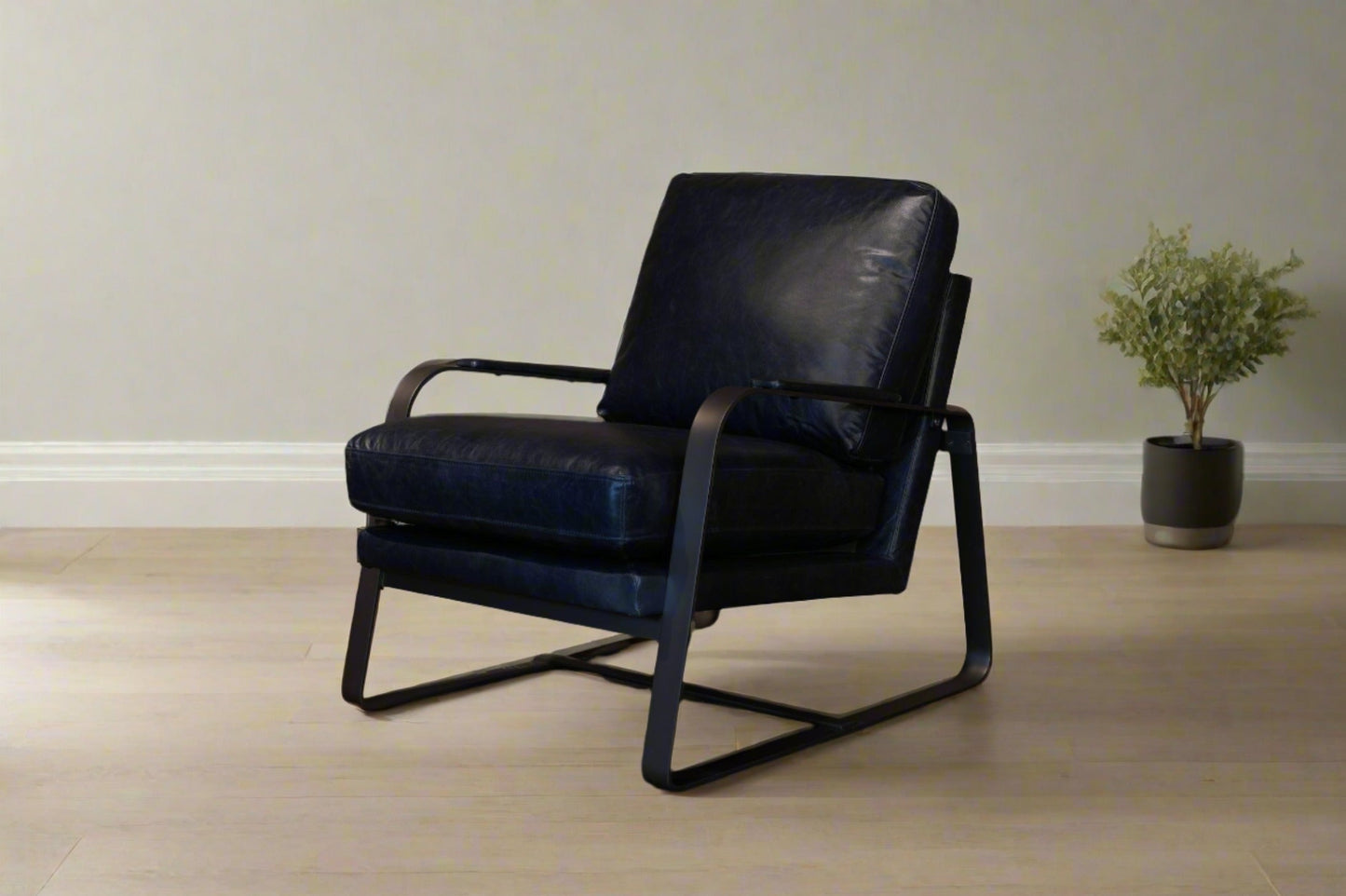 HLHF A1061-1(2A) Leather Accent Chair - Navy Accent Chairs, Living Furniture Store Burlington Ontario Near Me 