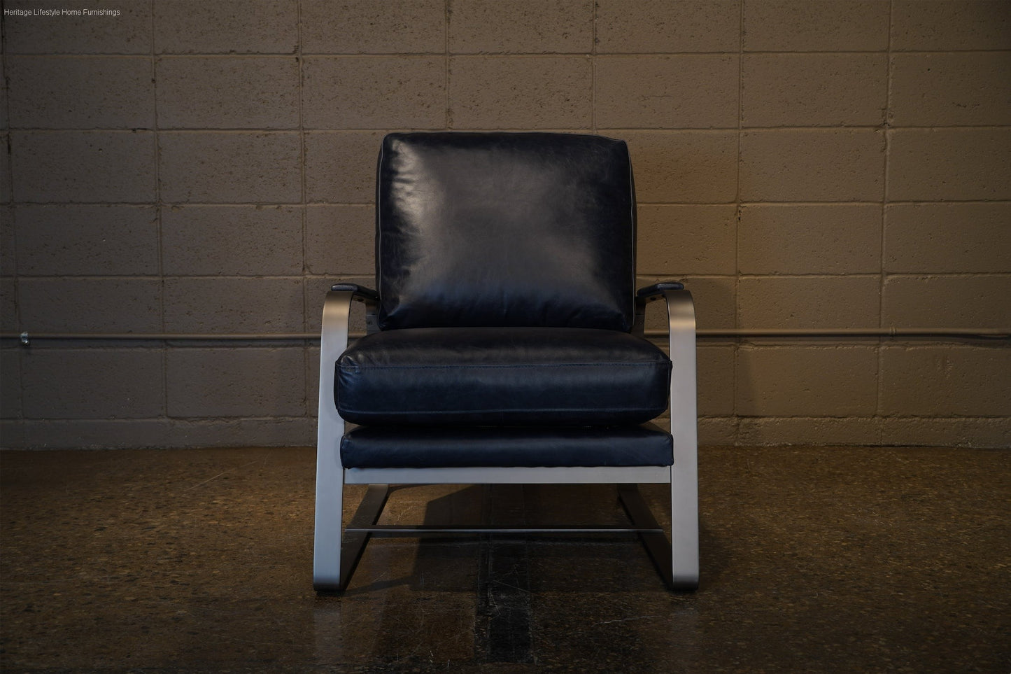 HLHF A1061-1(2A) Leather Accent Chair - Navy Accent Chairs, Living Furniture Store Burlington Ontario Near Me 