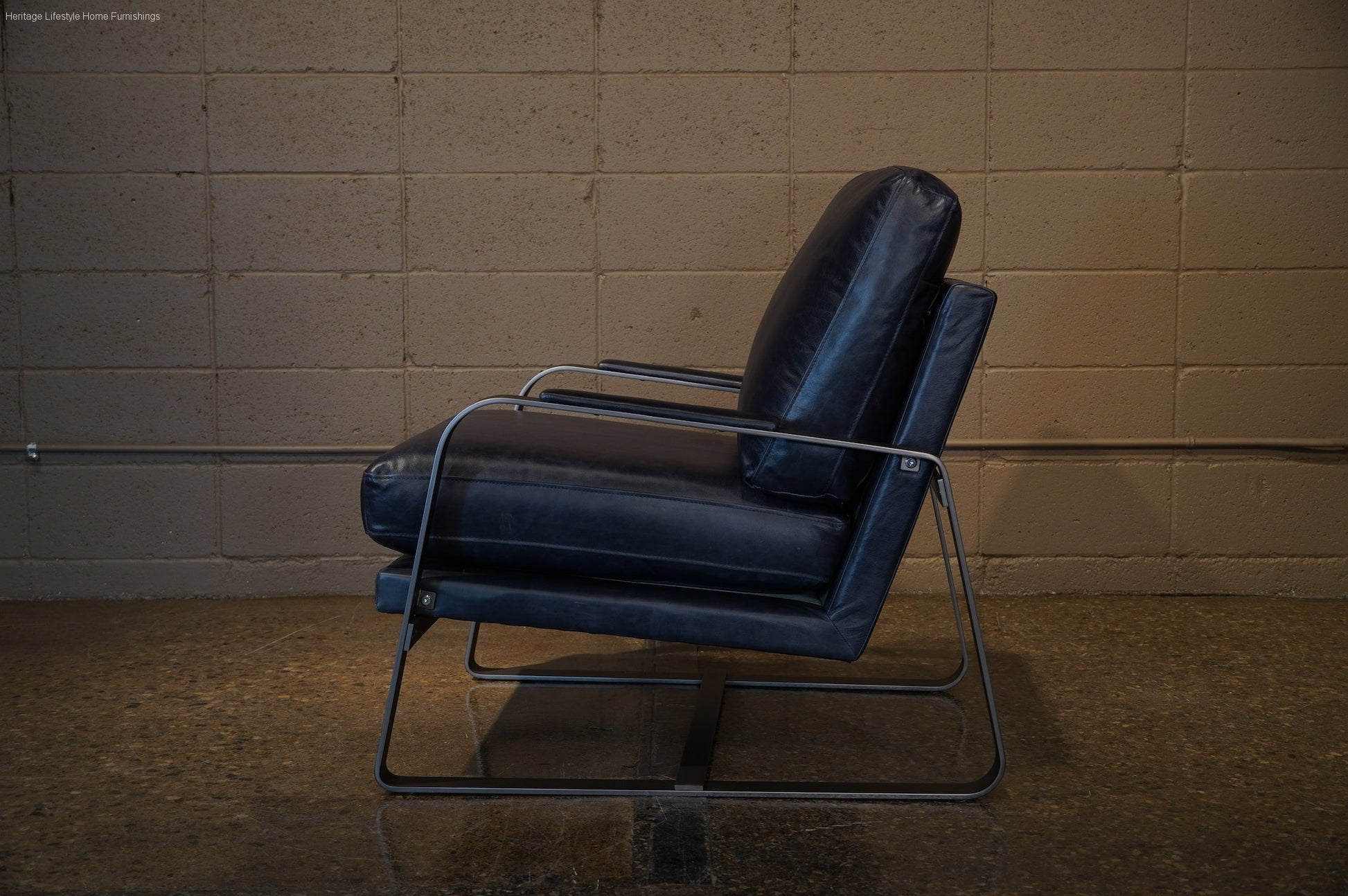 HLHF A1061-1(2A) Leather Accent Chair - Navy Accent Chairs, Living Furniture Store Burlington Ontario Near Me 