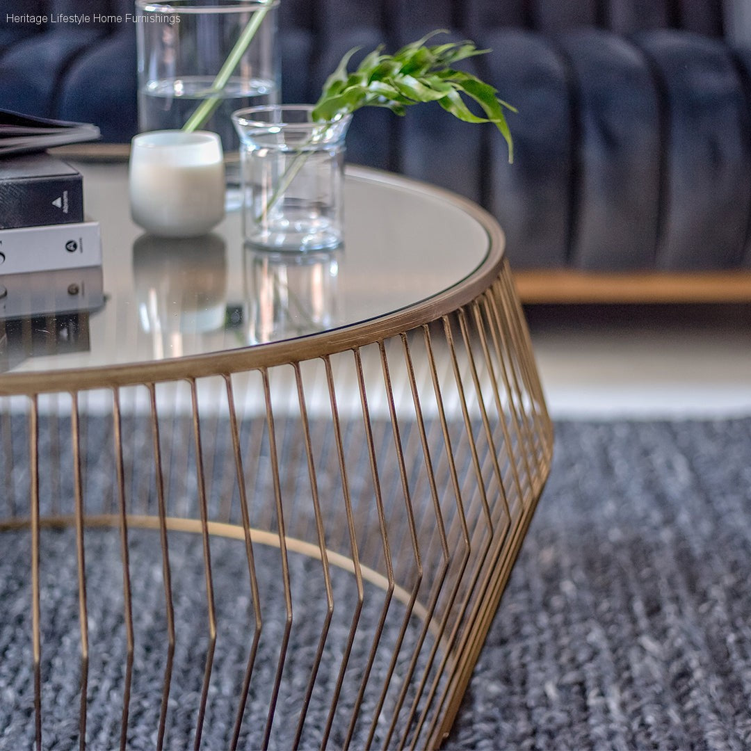 HLHF Cyclone Coffee Table - Gold Occasional Furniture Store Burlington Ontario Near Me 