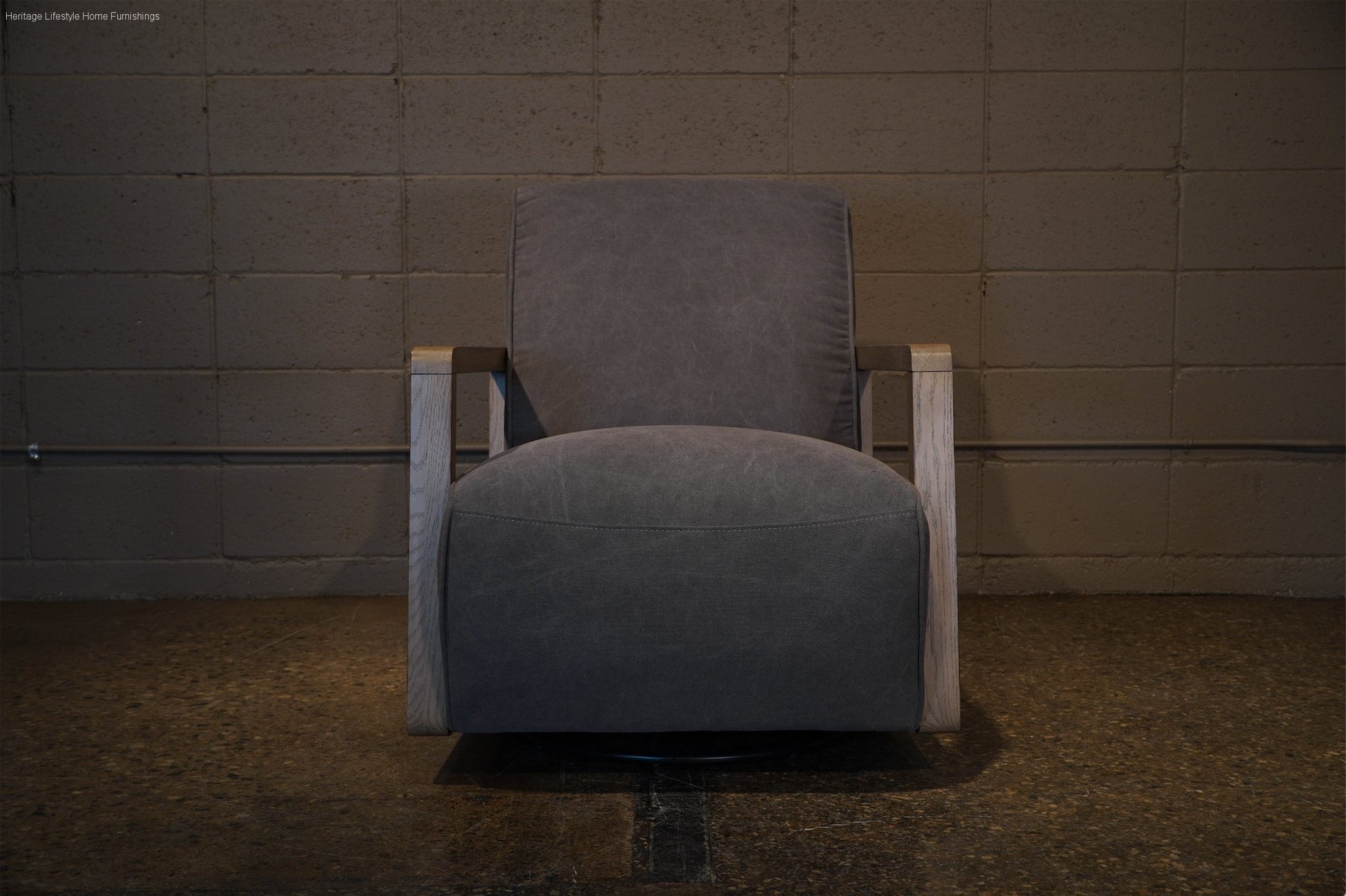 HLHF A997-1(2A) Swivel Chair - Canvas Grey Accent Chairs, Living Furniture Store Burlington Ontario Near Me 